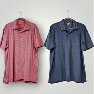 Izod Shirt Mens XL Lot of 2‎ Blue Red Performance Golf Polo Short Sleeves Shirt